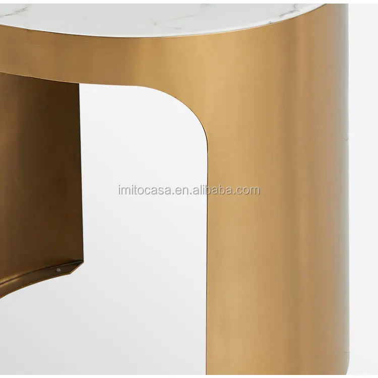 
Italian Fancy Modern Living Room Furniture Faux White Marble Coffee Table With Stainless Steel Base Round Creative Center Table 