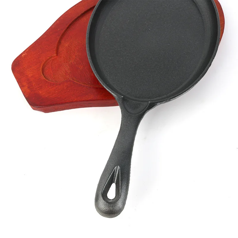 High Quality Pre-Seasoned Oval Shape Shallow Flat Cast Iron Skillet frying non-stick  pan