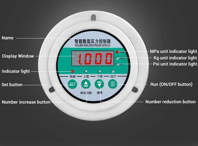 High accuracy 0.5%FS 80mm stainless steel back connection 4 wire digital switch air Pressure gauges