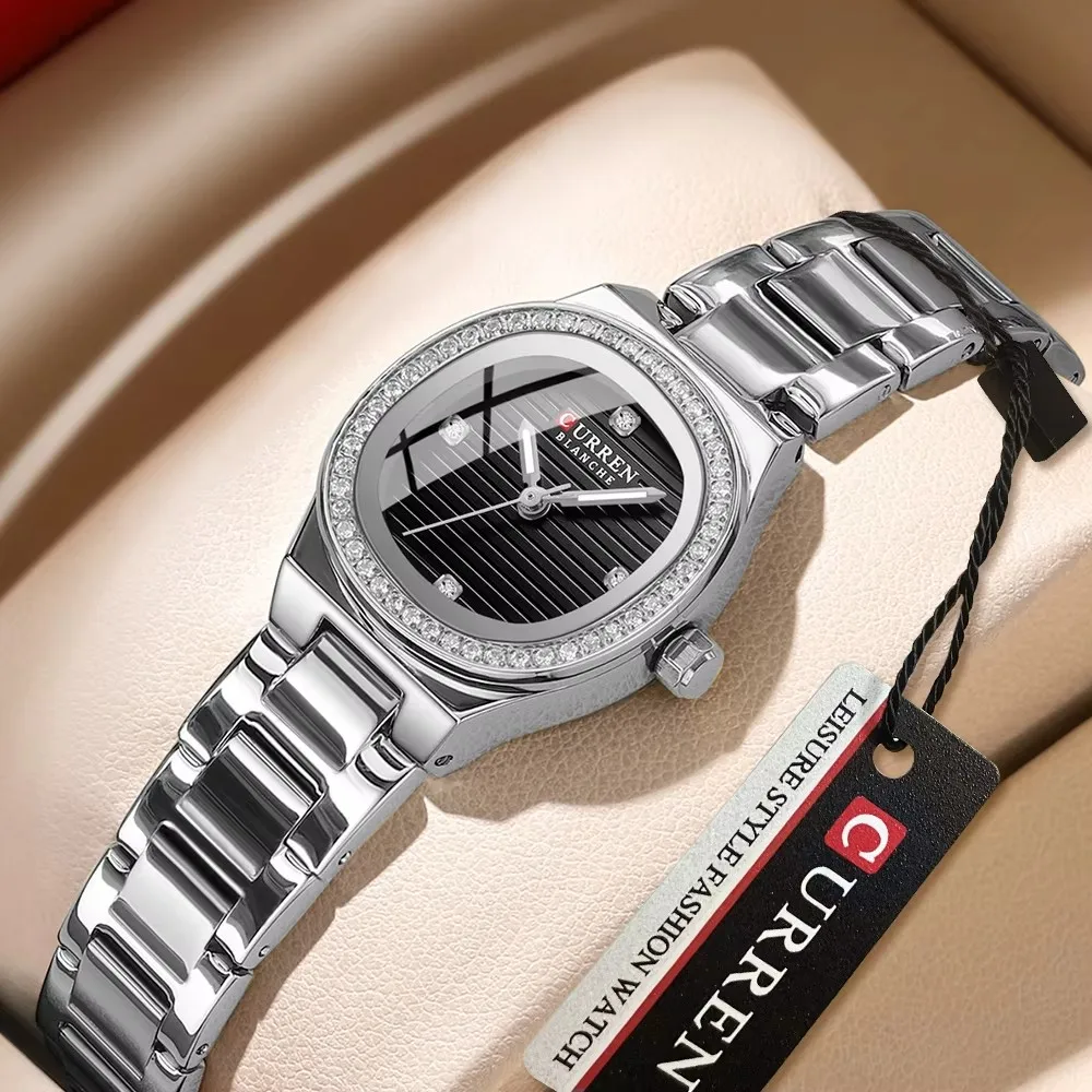 Curren 9101 Simple Dress Watch Ladies Bracelet Fashion Diamonds Casual Quartz Women Stainless Steel Luminous Hands Wristwatches