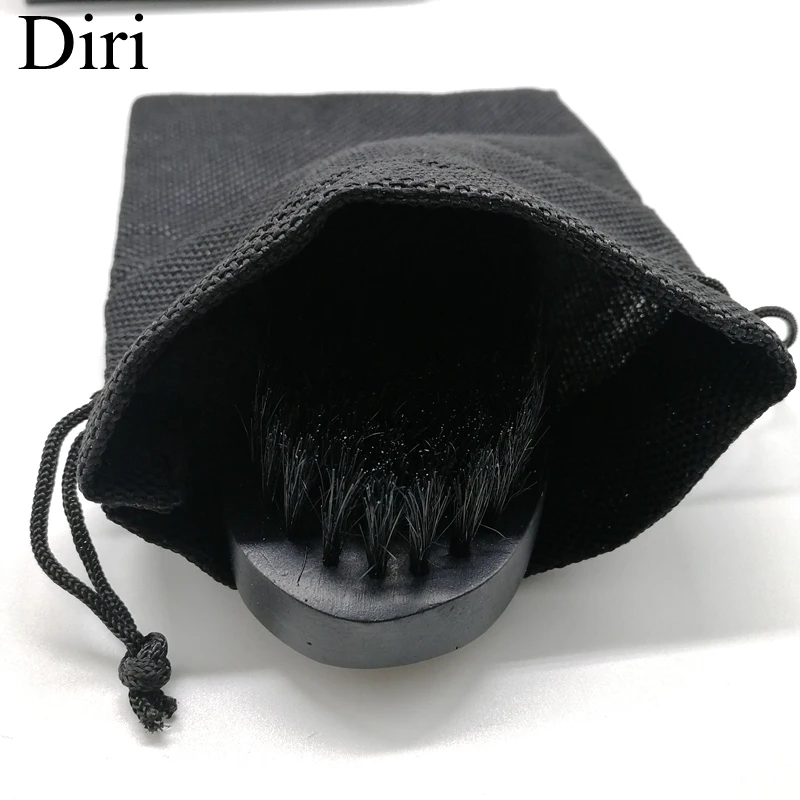 Wholesale  100% Boar Bristel Wooden Grain Curved Handle  Black Shaving Beard Brush