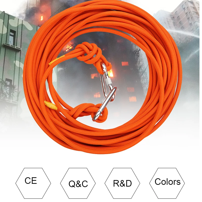 customized  size rope  Wire steel rope Material nylon cover fire  safety rope for firefighting Use