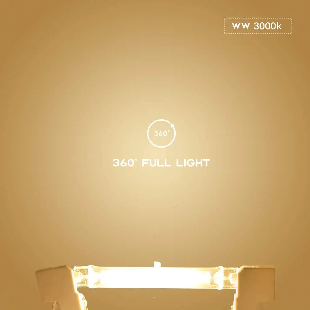 
8W R7S LED COB 118MM Light Bulbs Lustaled R7S Base LED Glass Tube Lamp Double Ended Replace Linear Halogen Bulb 