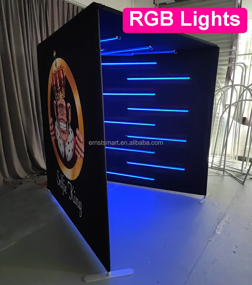 Portable Party Supplies Video Photobooth Automatic Rotating Led Glass 360 Photo Booth Machine Camera With Enclosure Backdrop