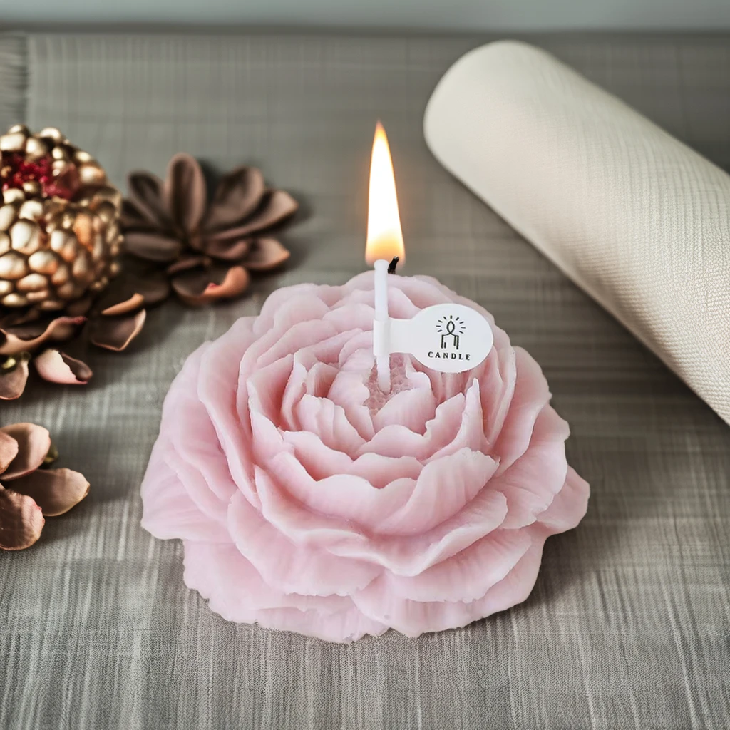 Popular Design Luxury Peony Shaped Flower Fragrances Scented Candle Wedding Souvenirs for Guests