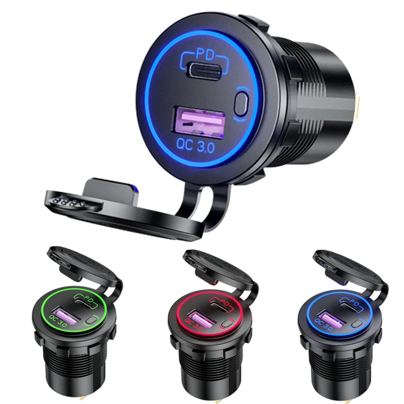 QC3.0 PD Type C Fast Charger For Car Truck Phone Charger For ATV Boat Golf Cart USB Fast Charging Adapter For Motorcycle