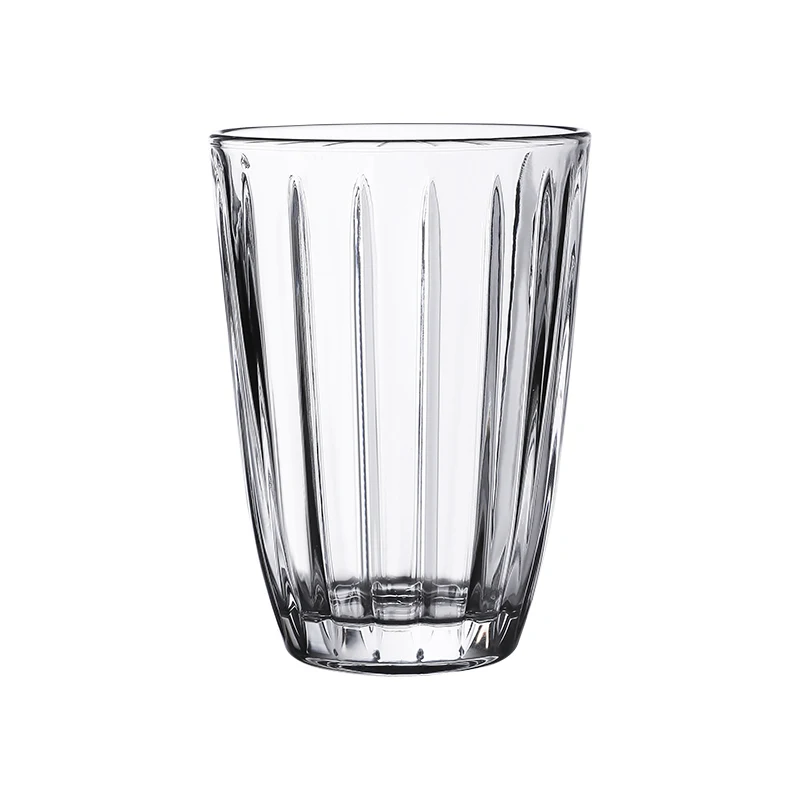 Wholesale Customize Clear Water Glass with Vertical Stripes Daily Use Coffee Mugs whiskey glass For Party highball juice glass