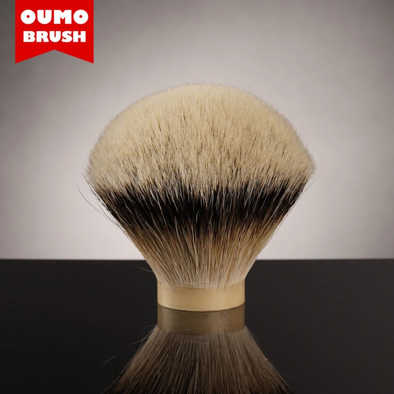 OUMO BRUSH--SHD SILK HMW super high density  high mountain white silvertip badger hair shaving brush knot with gel tip