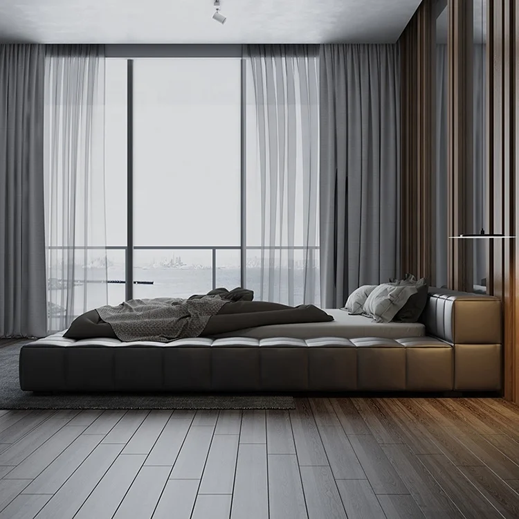 Коллекция серый современный стиль Вельветовая мягкая кровать с пуговицами рифленый изголовье Королевский размер