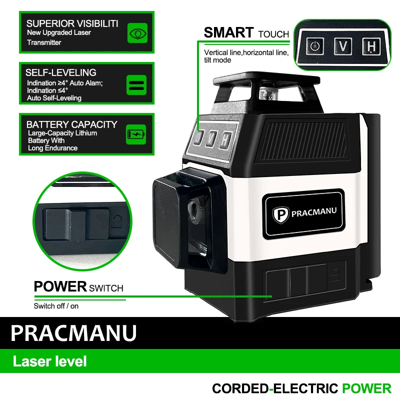Self-Leveling 360 Horizontal And Vertical Cross Super Powerful Green Laser Level