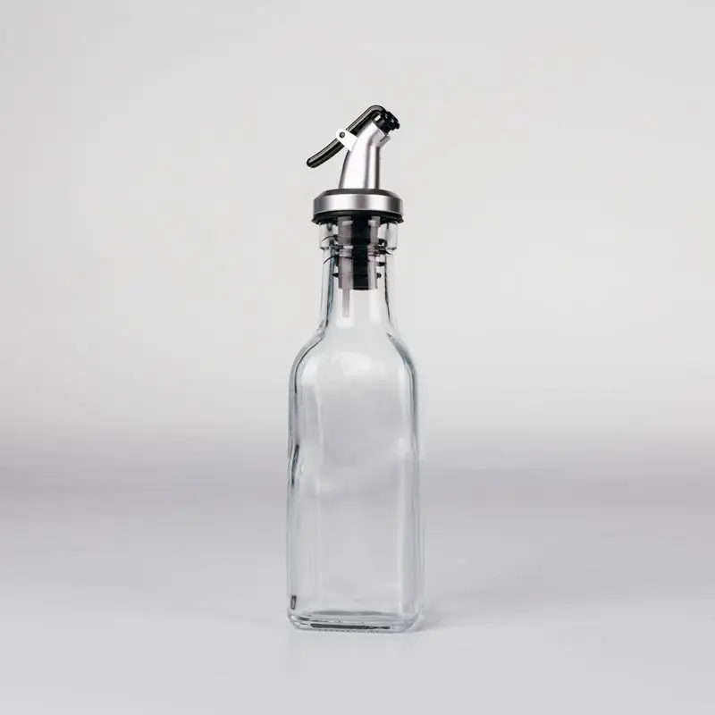 High Quality 150ml 250ml 500ml Square fluids olive oil Glass Oil Bottles with Easy Pour Spout for Vinegar Storage