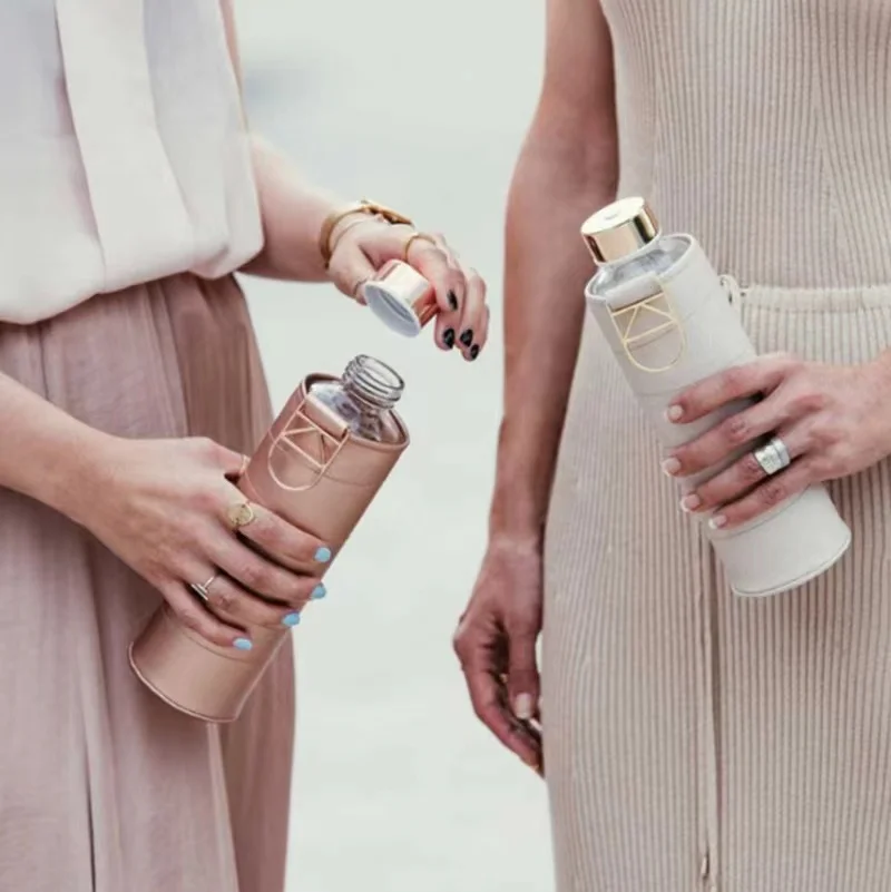 WingShung-Simple PU Leather Glass Cup Thermos Vacuum Flask Insulated Stainless Steel cover Business Gifts  Customized Water cup