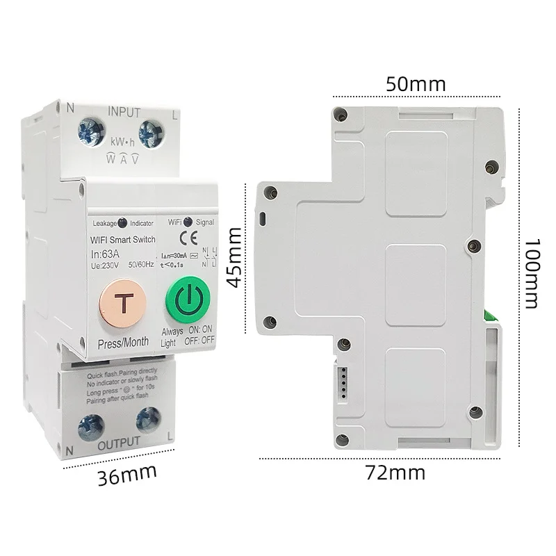 Leakage protection wifi circuit breaker smart timer switch relay remote control by tuya app with smart home alexa google home