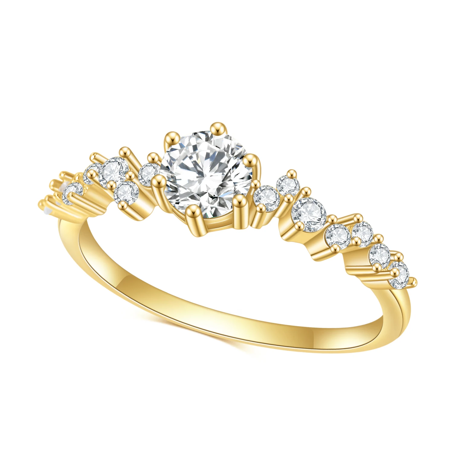 OL0981 Abiding Unique Design 0.5CT Diamond Women Ring Shiny Yellow Gold Round 5mm Lab Grown Diamond Engagement Proposal Ring