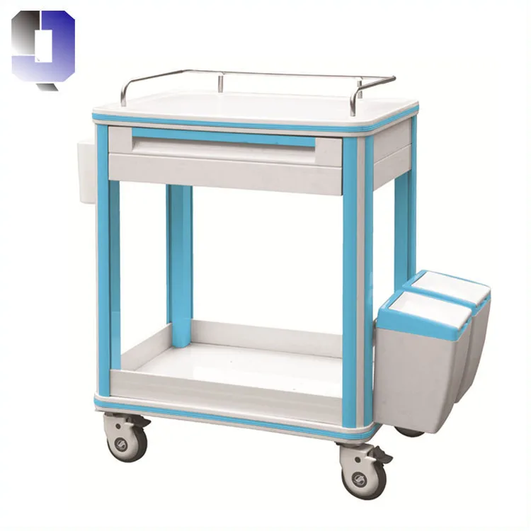 JQ-601A Cheap price ABS material  Medical Treatment trolley with drawer and wheels