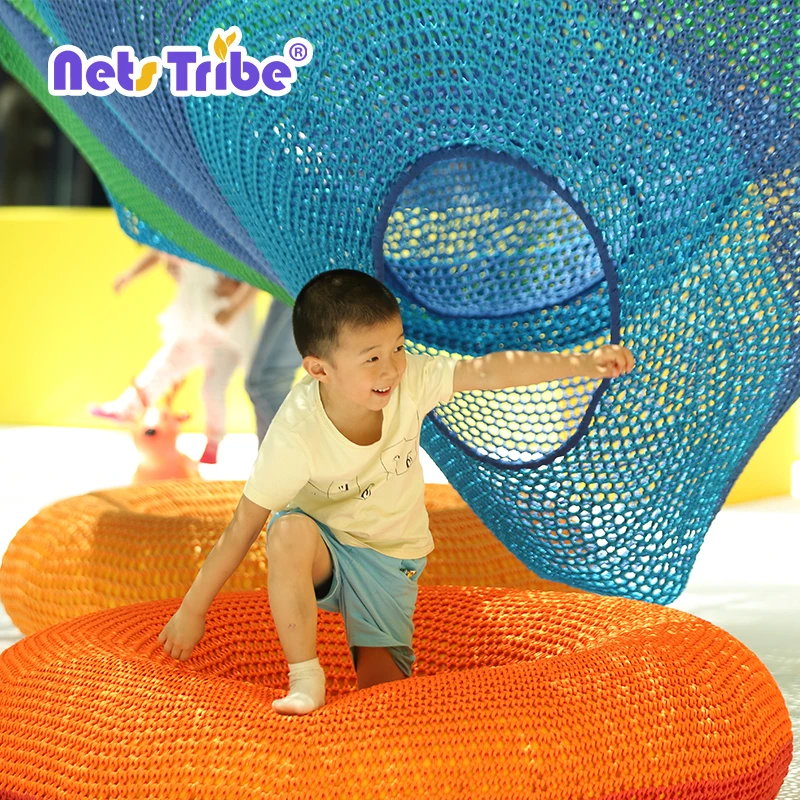 Handmade Crochet Rope climbing Net Play ground for kids amusement equipment indoor slides
