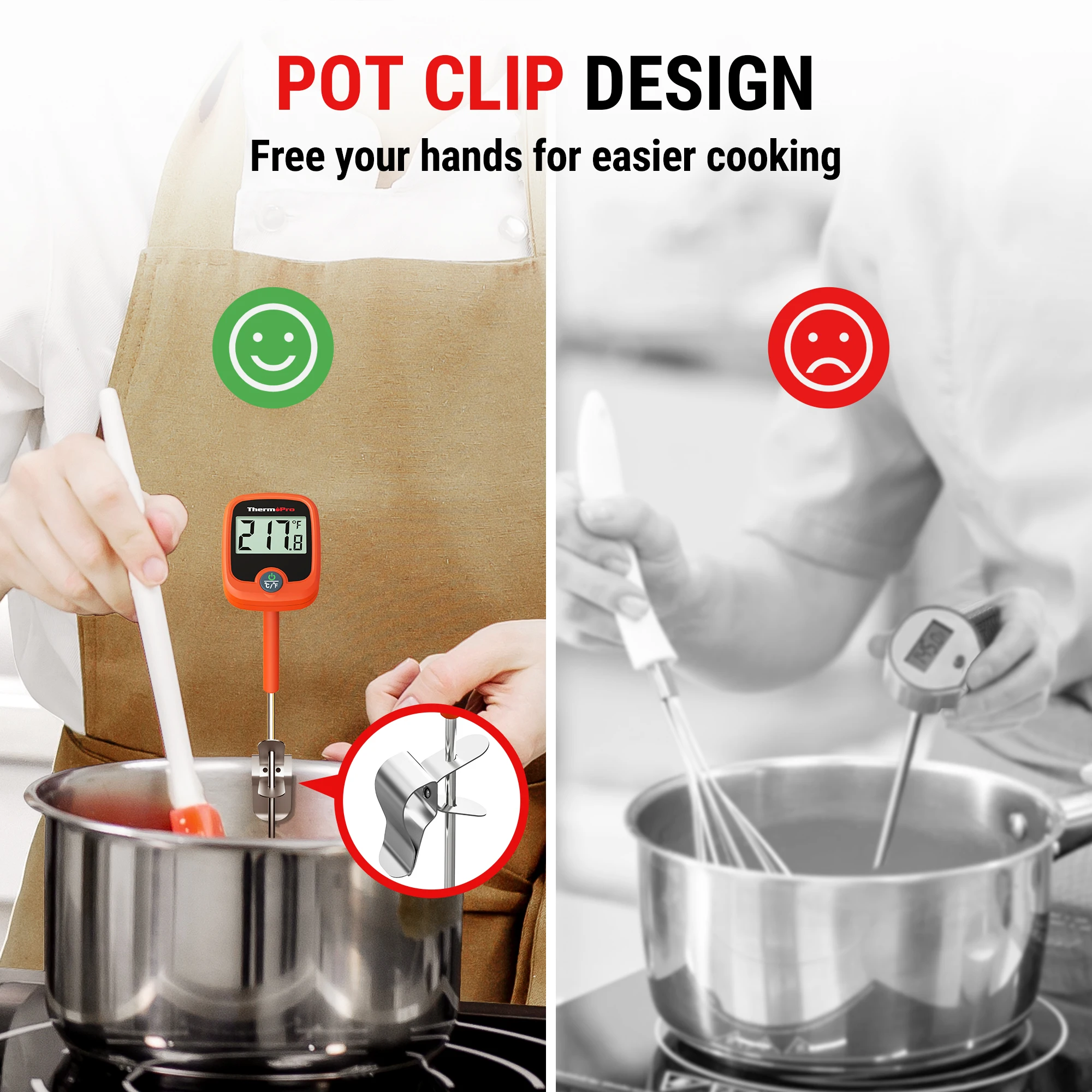 ThermoPro TP509 IPX5 Waterproof Digital Candy Cooking Thermometer with Alarm