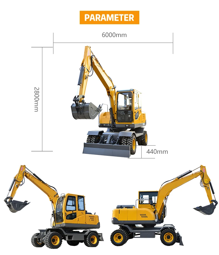 New Chinese CE wheel excavator high digging power 4 tires for construction site mini excavator machines