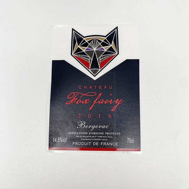 Custom self-adhesive printed paper gold foil wine labels for bottles