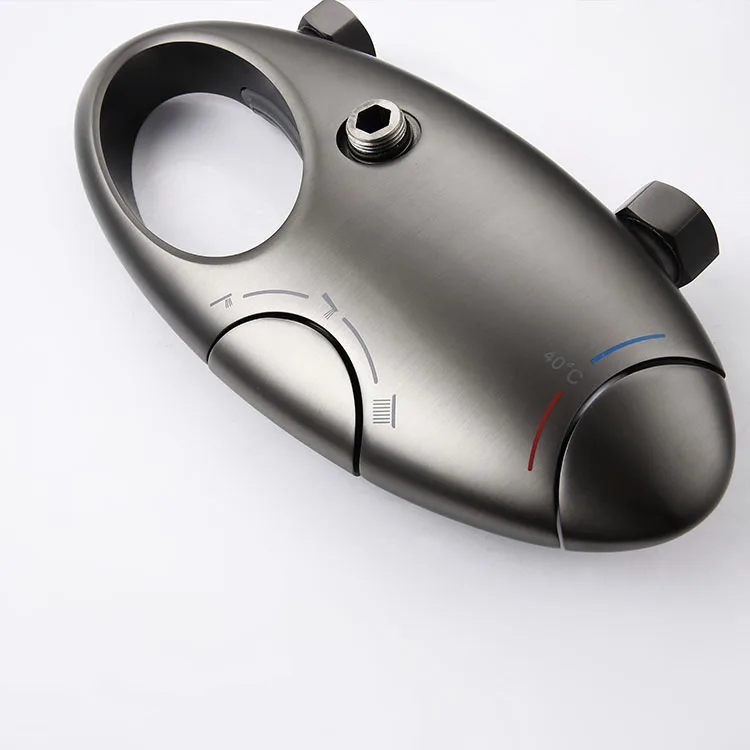 China Factory UFO Shaped Gun Grey Brass Exposed Shower Valve Mixer Thermostatic Bathroom Mixing Valve