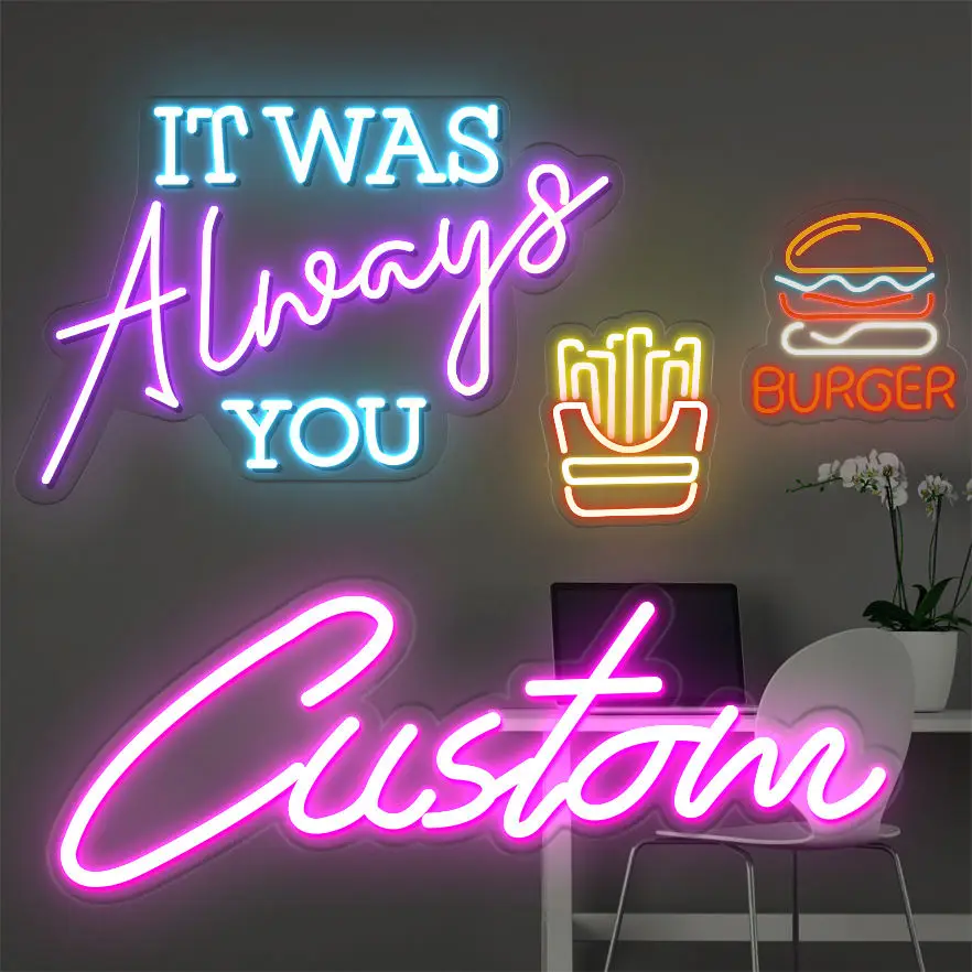 Weicao Neon Sign Custom Letters Logo Name 5V/12V USB Wall Decor Acrylic Customized Glow Christmas Neon Light Signs