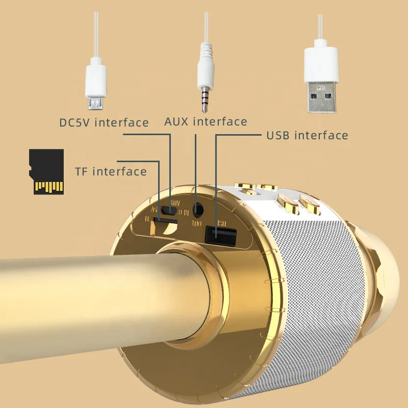 Portable Metal USB Recording Mikes Condenser Handheld Wireless Microphone Karaoke For kids karaoke machine