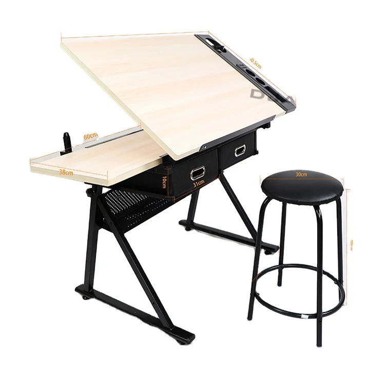 ZOIFUN OEM Adjustable Foldable Engineering Craft Work Station Writing Art Architecture Painting Drafting Table Desk