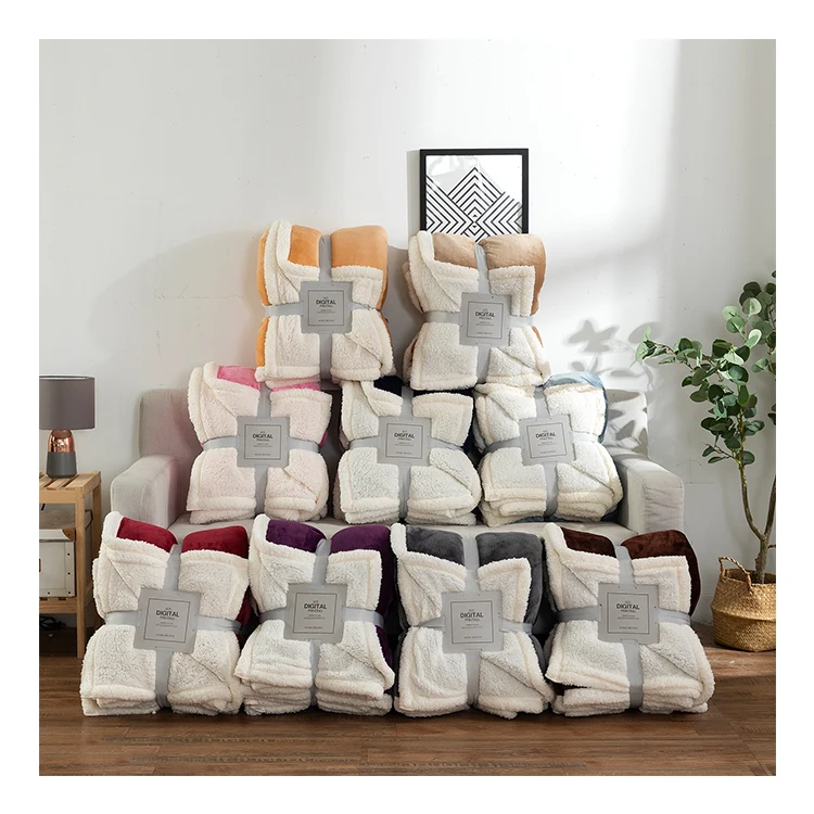 Wholesale Cheap in Bulk Customized Polyester Printed Solid Soft Coral Velvet Baby Throw Sherpa Polar Flannel Fleece Blanket