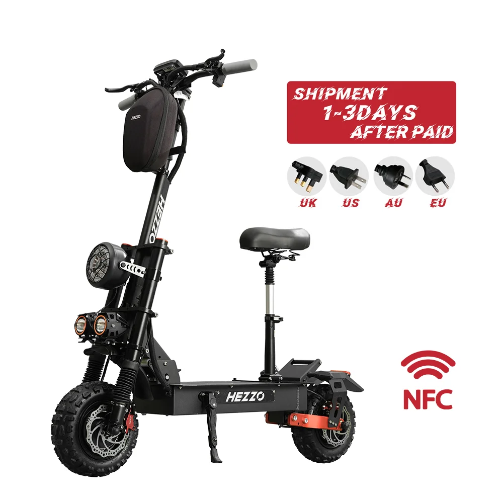 High speed best quality 11inch fat tire strong power off road kick electric scooter 6000W 5600w 60v 45ah with seat for adult