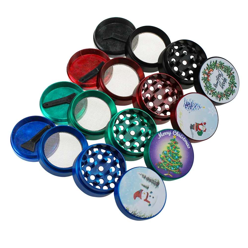 4-layer 40 mm metal cigarette grinder zinc alloy creative Christmas printed smoking grinder