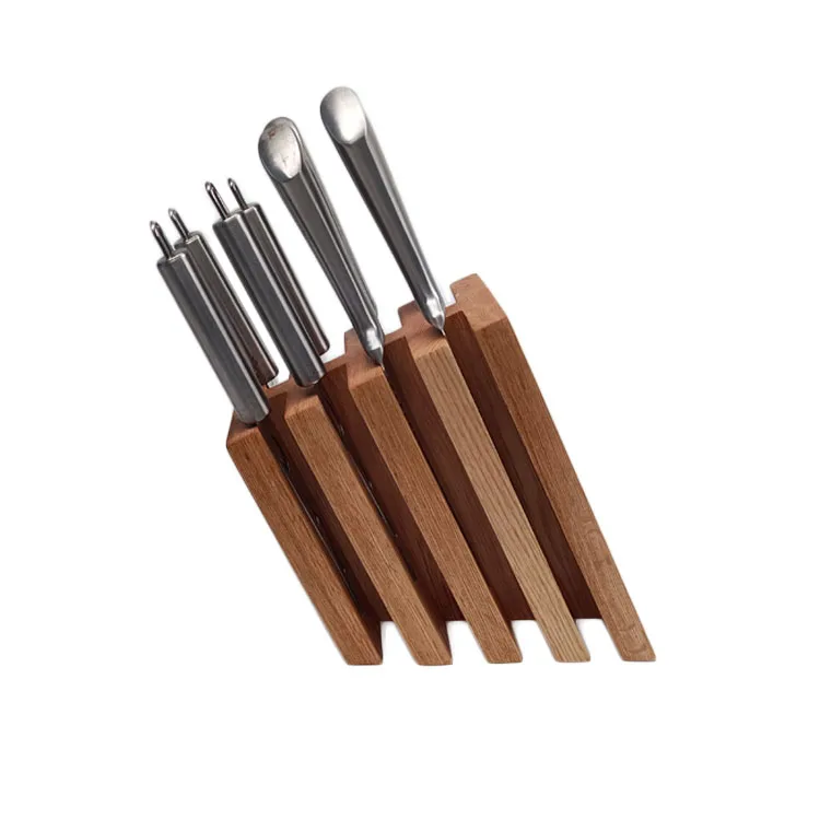 new design beech oak walnut wood magnetic knife block holder with strong power magnets kitchen wood knife holder