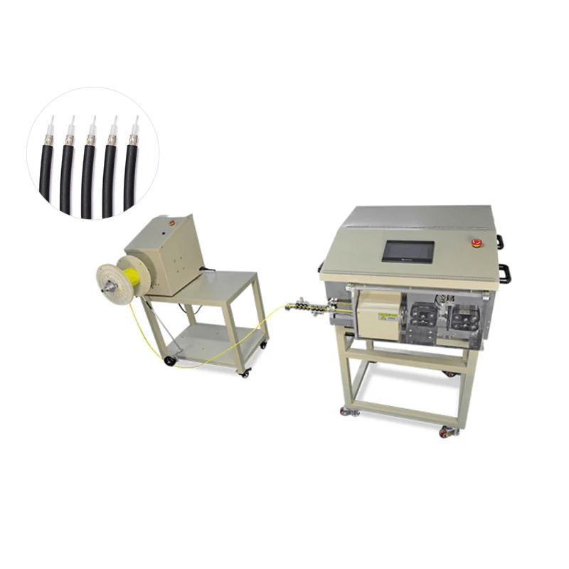 EW-06H Fully automatic thin coax cable stripping machine RF Flexible coaxial wire cut peeling machine with wire spool feeder