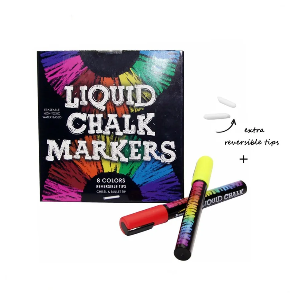 Reversible Fine Tip Chalkboard Car Window Glass Mirror Blackboard Chalkboard Markers Liquid chalk for Kids