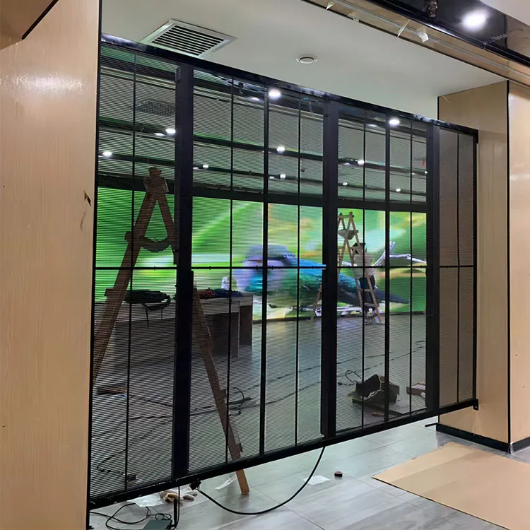 Glass Window Curtain Indoor Advertising Video Wall Panel P3.91 Transparent Led Display
