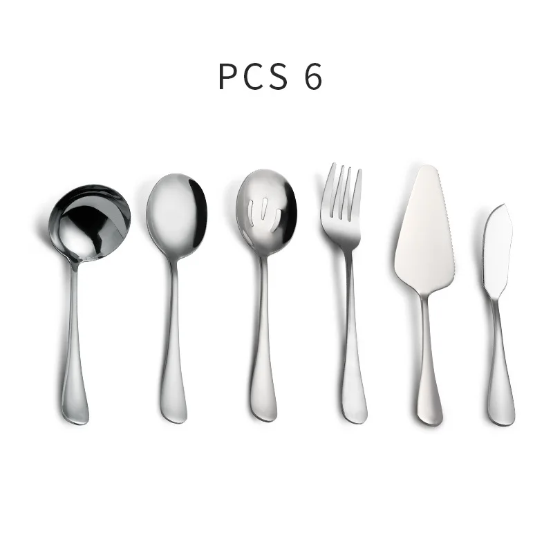Daily Use 6 Pieces Stainless Steel Silverware Serving Set Hostess Serving Utensil Set
