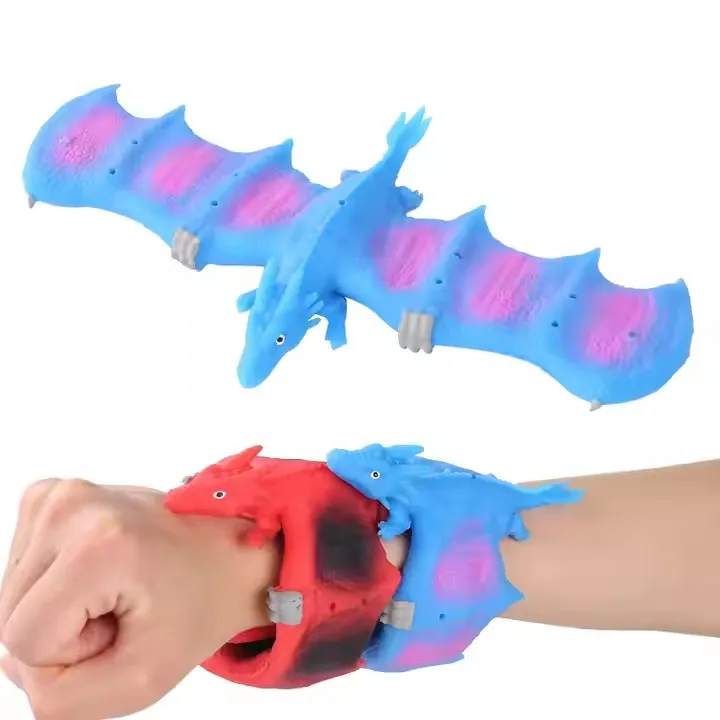 Wholesale Tpr Material Dinosaur Bracelet Fun Squeeze Dinosaur Shape Wear Wristband Decompress Fidget Bracelet Toys For Kids