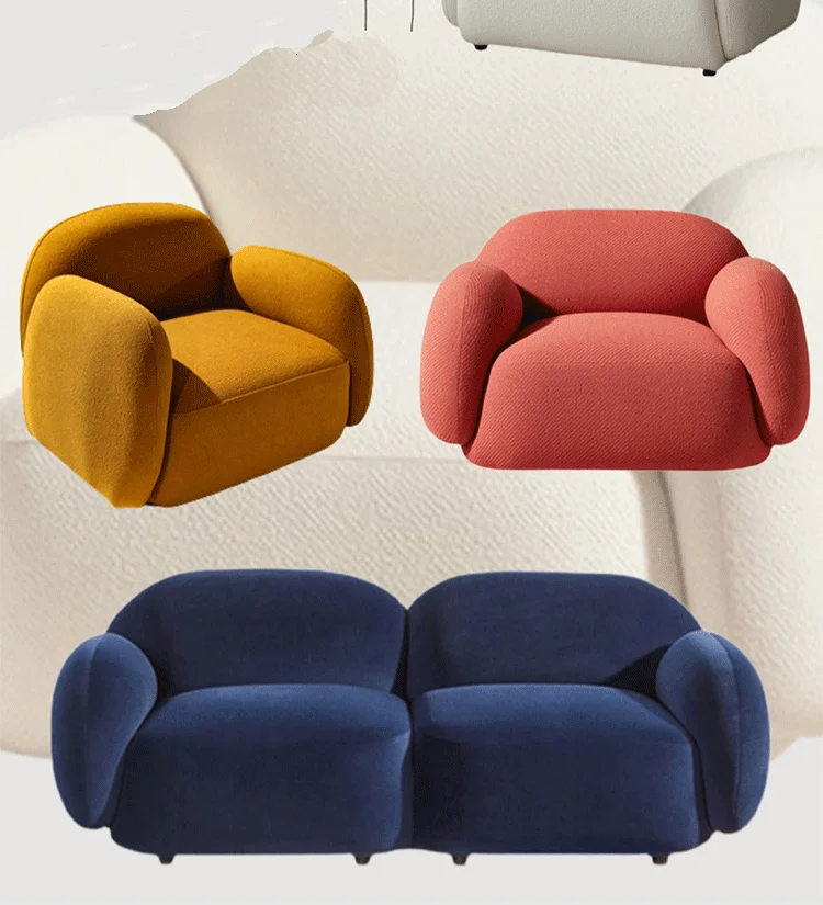 Livingroom Bedroom Boucle Fabric Nordic Modern Accent Chair Leisure Lounge Chair Upholstered Sofa Lounge Chair