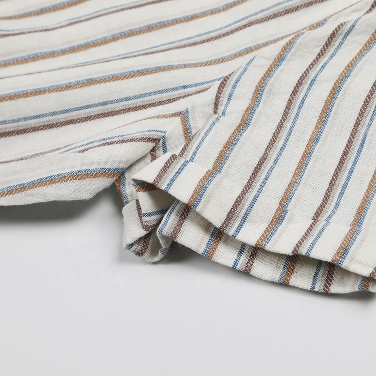 Made in China custom stylish yarn dyed stripe long corset waist clothes shirt dresses women casual with belt