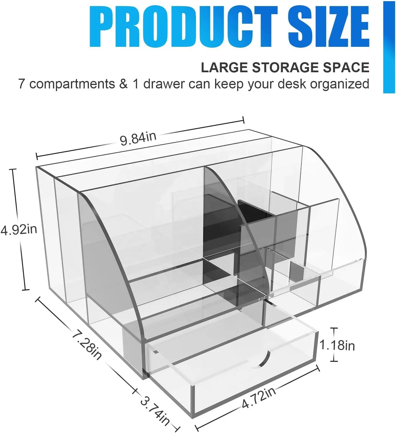 Clear Desk Organizer Office Accessories Multifunctional Acrylic Functional Desk Organizer with 8 Compartments