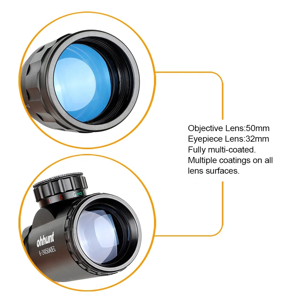 Ohhunt SFP 6-24x50 IR Optic Scope Wire Reticle Red Green Illuminated Shockproof Optical Hunting Sights