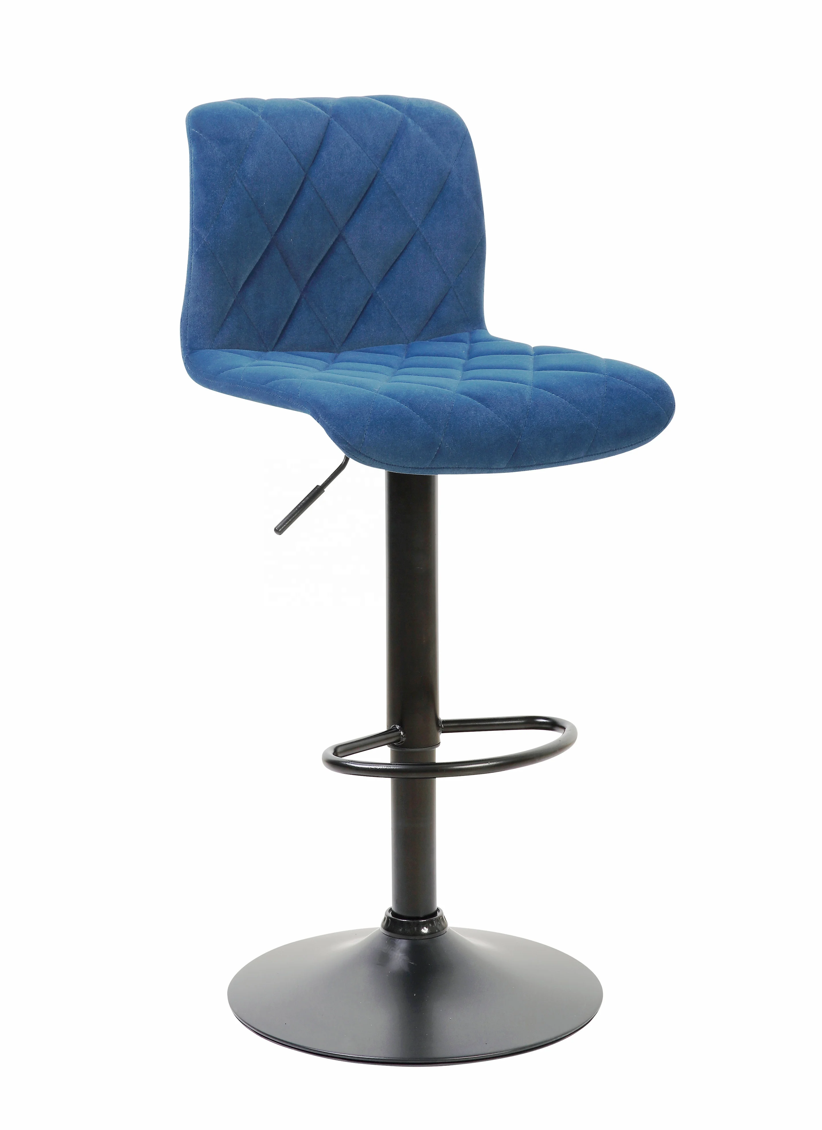 Adjustable height swivel metal frame velvet fabric bar stools chairs for kitchen