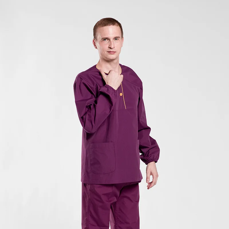 Unisex Hospital Clinic Clothing Customized Logo Uniform Sets Green Scrubs Elastic Breathable Cotton Polyester