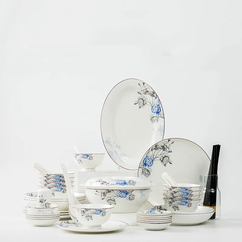2024 набор столовых приборов тарелки jingdezhen Керамические чаши подарки для дома оптовая продажа новый китайский стиль посуды из костяного фарфора