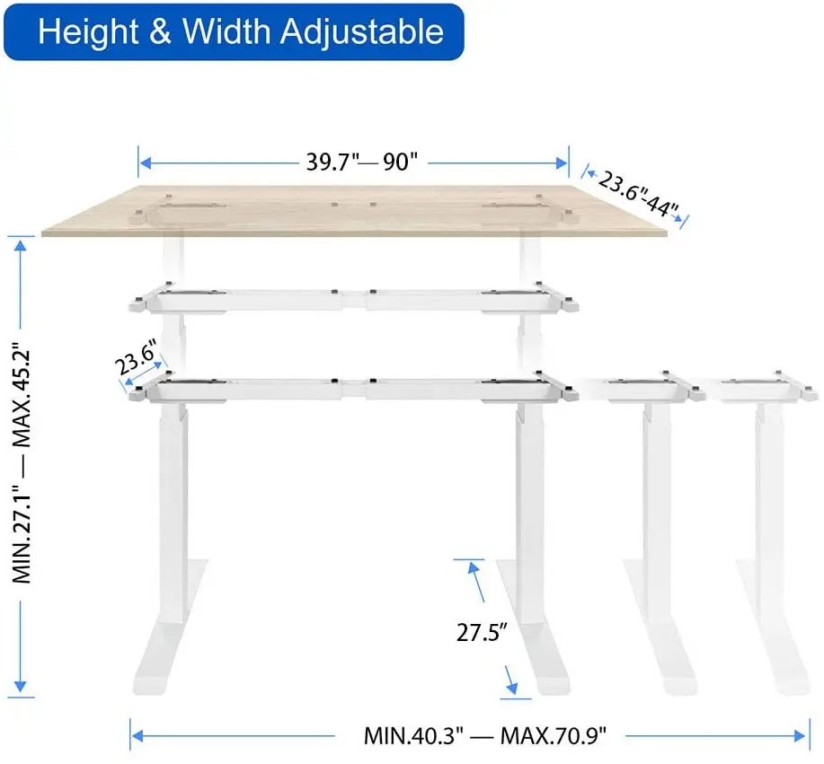 standing desk height adjustable table office desks frame 3legs dual motor