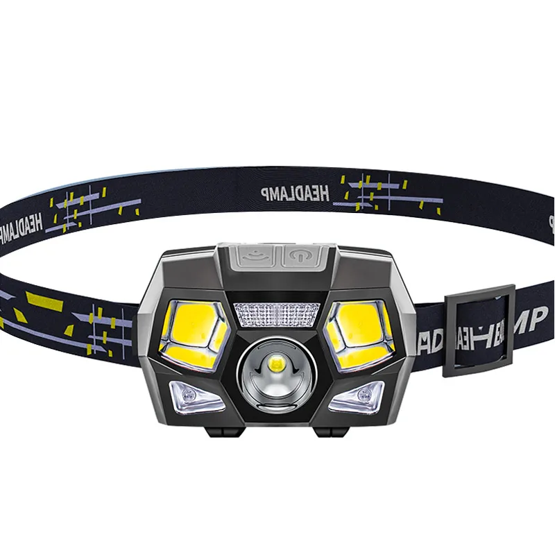 Фонарь налобный светодиодный с датчиком движения 6 режимов со встроенным аккумулятором