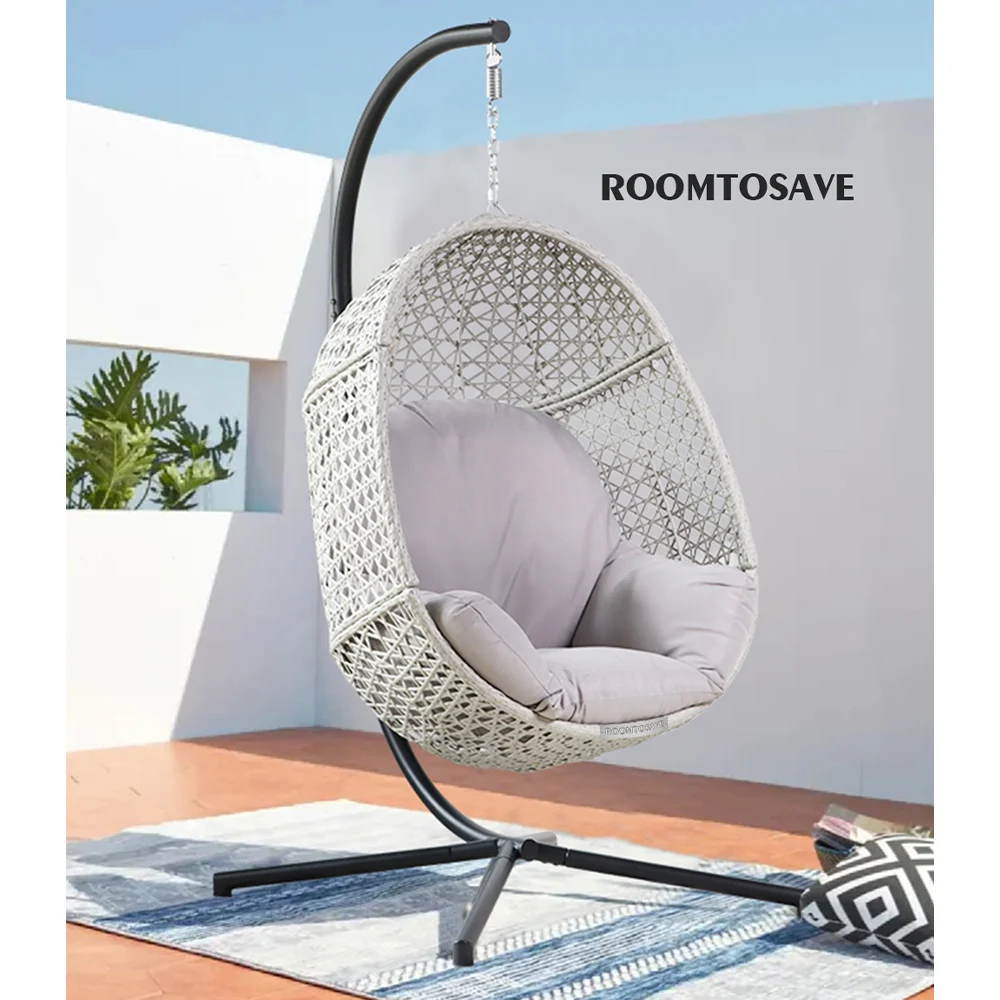ROOMTOSAVE ротанговый гамак-корзина для тростника, макраме, балкон, садовое яйцо, уличное подвесное качели-кресло