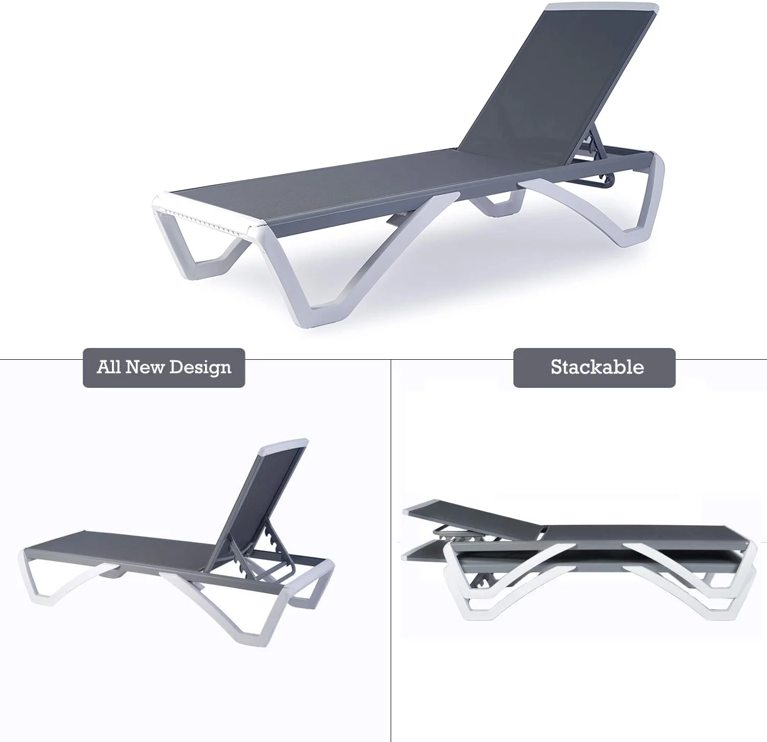 Adjustable Reclining Sun Lounge Outdoor Patio Plastic Frame Chaise Rattan PVC Garden Pool Hotels Living Room Park Industrial