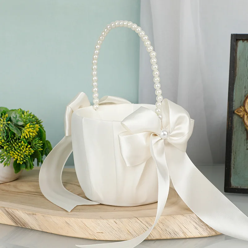 Wholesale wedding Flower Basket bride ring pillow Petals Basket Dancing Basket Props for wedding