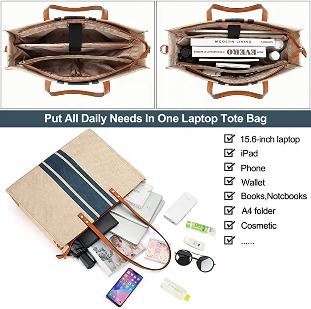 2022 Factory Custom LOGO Amazon Hot Sale Totebag Computer Messenger Bag  Shopping Large Tote Hand Bag Canvas Women Laptop bags