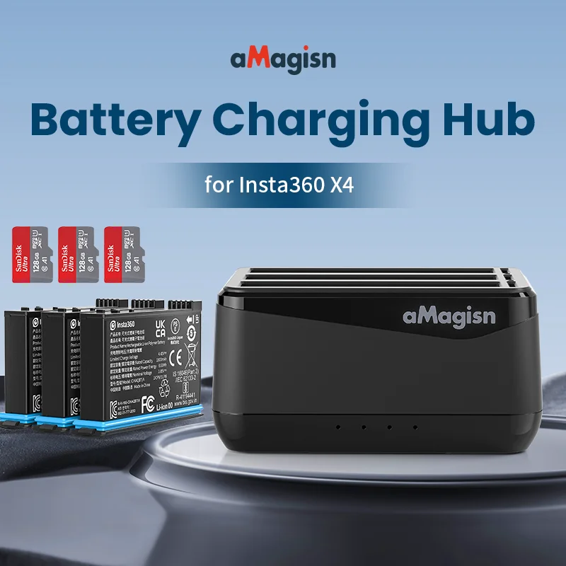 Multi-Battery Fast Universal Camera Three Channel Battery Charging Hub For Insta360 X4